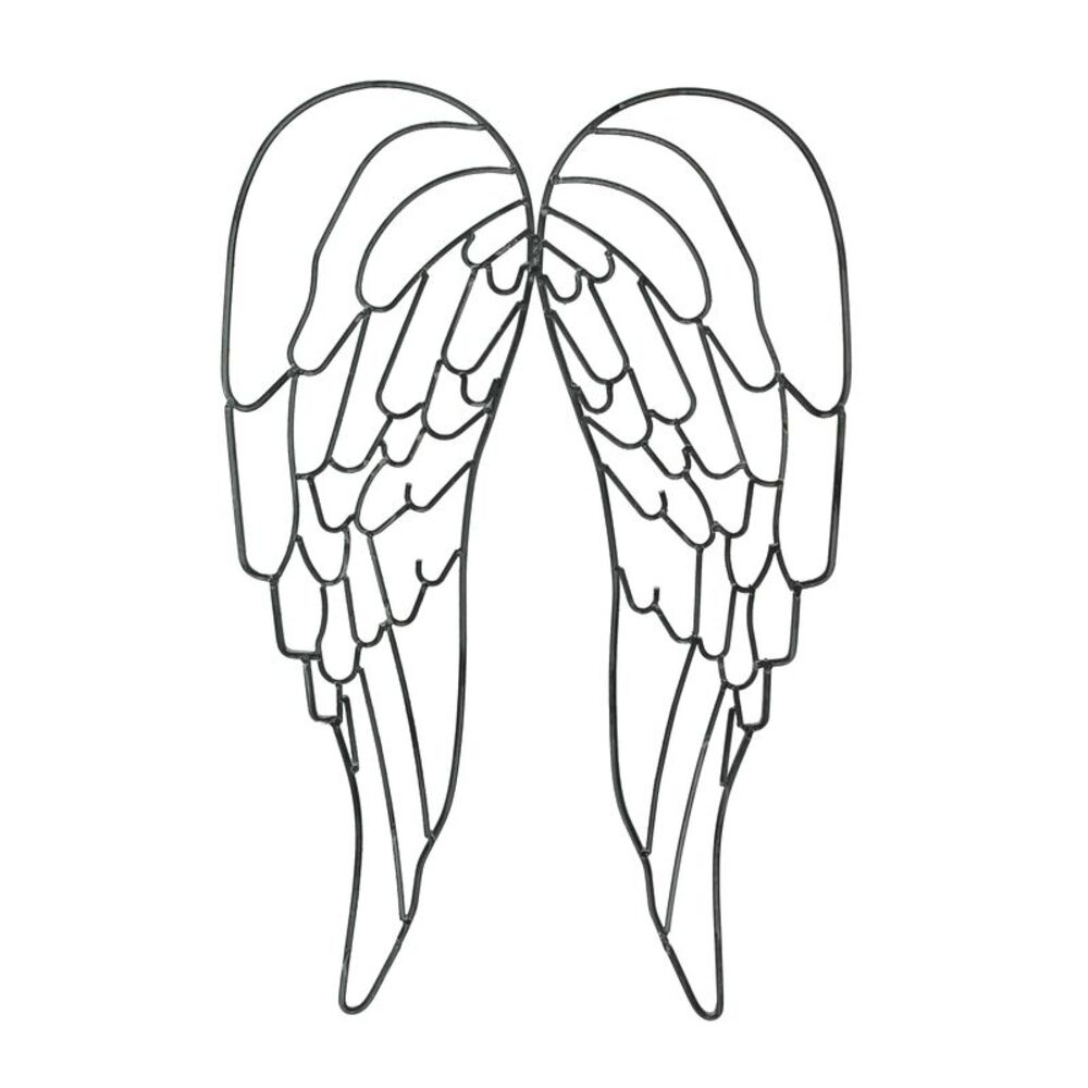 Distinctive Designs - Metal Wire Art Angel WIngs Wall Sculpture 25 inch - Gray